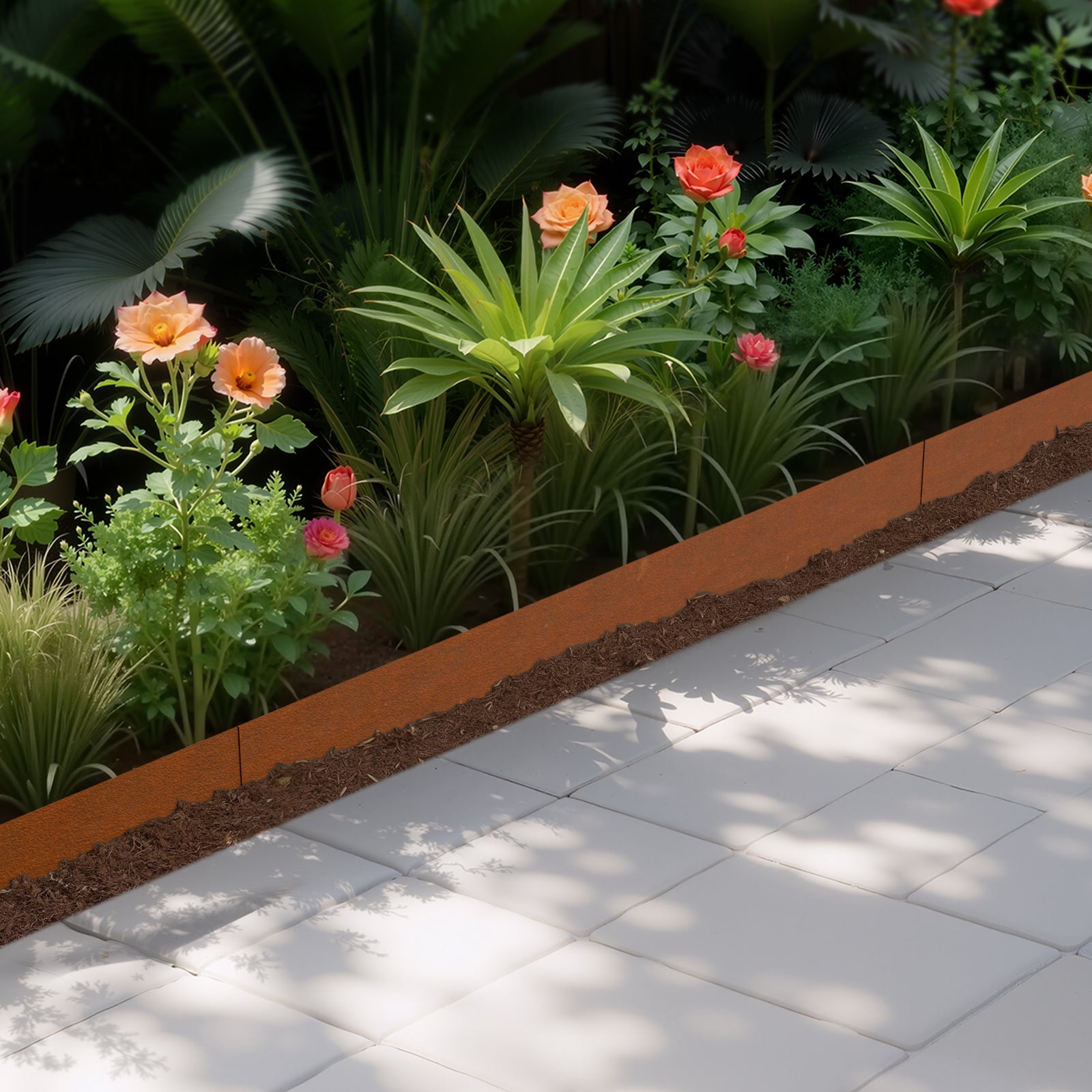 Bordure de Jardin Métallique en Acier 10PCs VEVOR 1016×114 mm, Bordures Pliables Résistantes aux Intempéries, Séparateur pour Pelouse Allée Parterre - 8