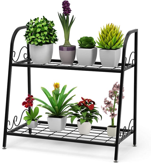 UNHO Portavasi Per Esterno Scaffale Per Porta Piante Ferro Battuto Nero Portapiante In Metallo Retr Stand Di Piante Con 4 Ripiani Da Esterno Espositore Vasi Per Terrazza Giardino Patio 48382813