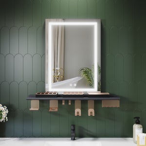 Hondony Specchio Ovale Bagno Led Luce: 75x50cm Specchio Retroilluminato Bagno Specchio Smart, Antiappanamento Tasto a se, Funzione memoria Dimmerabile con musica Bluetooth Orizzontale o Verticale