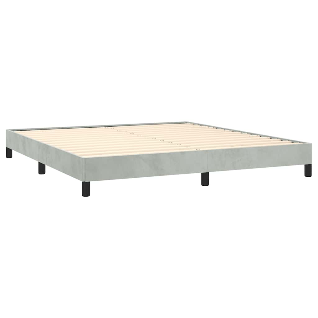 Cadre de lit sans matelas, gris clair, California, velours - 3