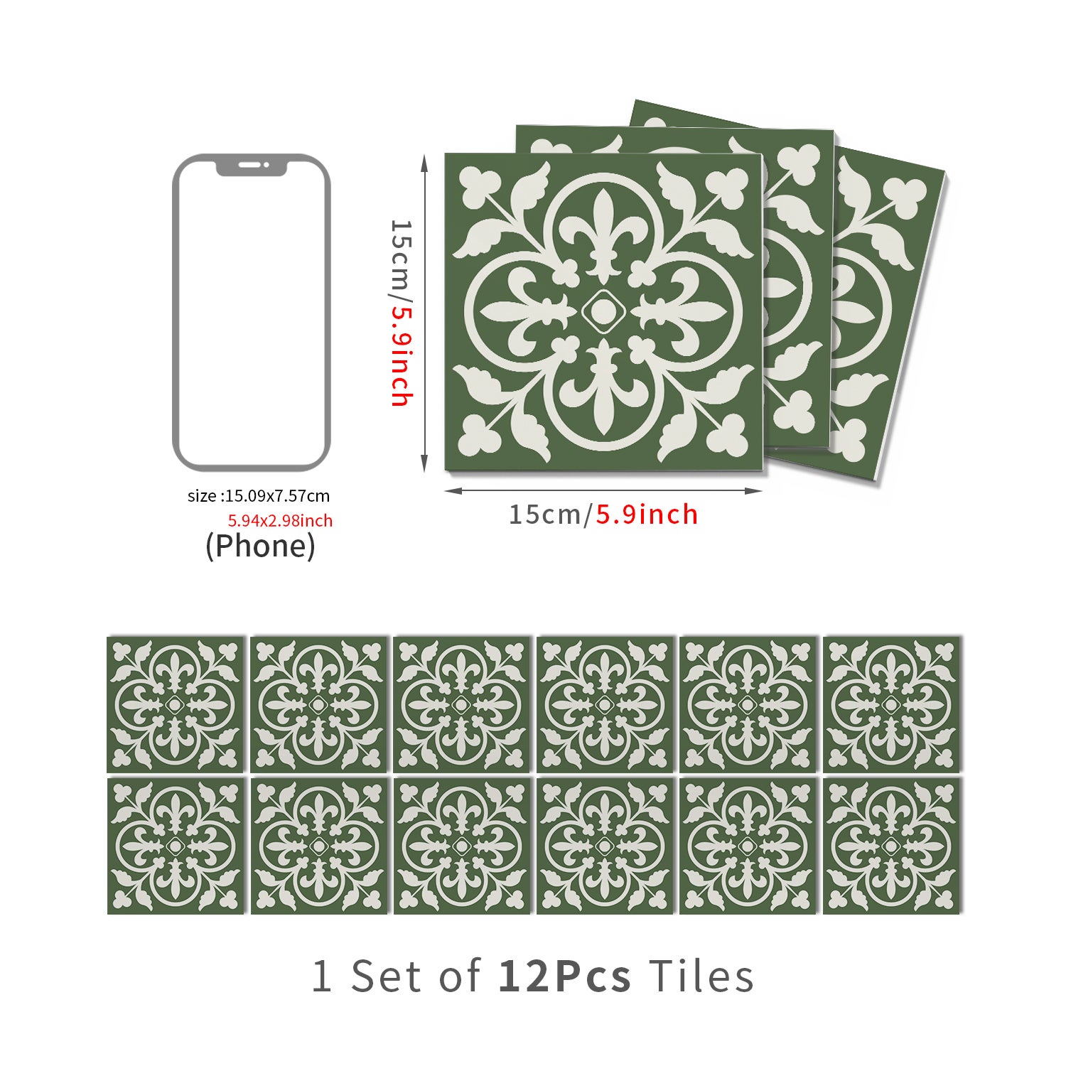 Lot de 12 panneaux muraux 3D autocollants, Crédence adhésive, Autocollants décoratifs, Imperméables et résistants à la chaleur, 15 cm x 15 cm - 4
