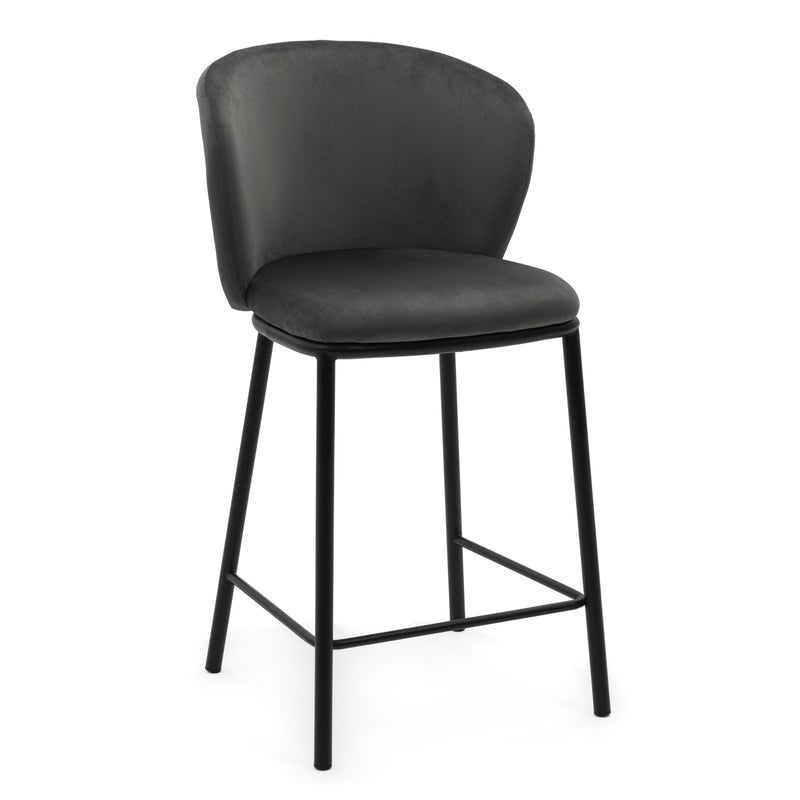 Hoker tapicerowany welurowy do salonu jadalni barowy BARI szary