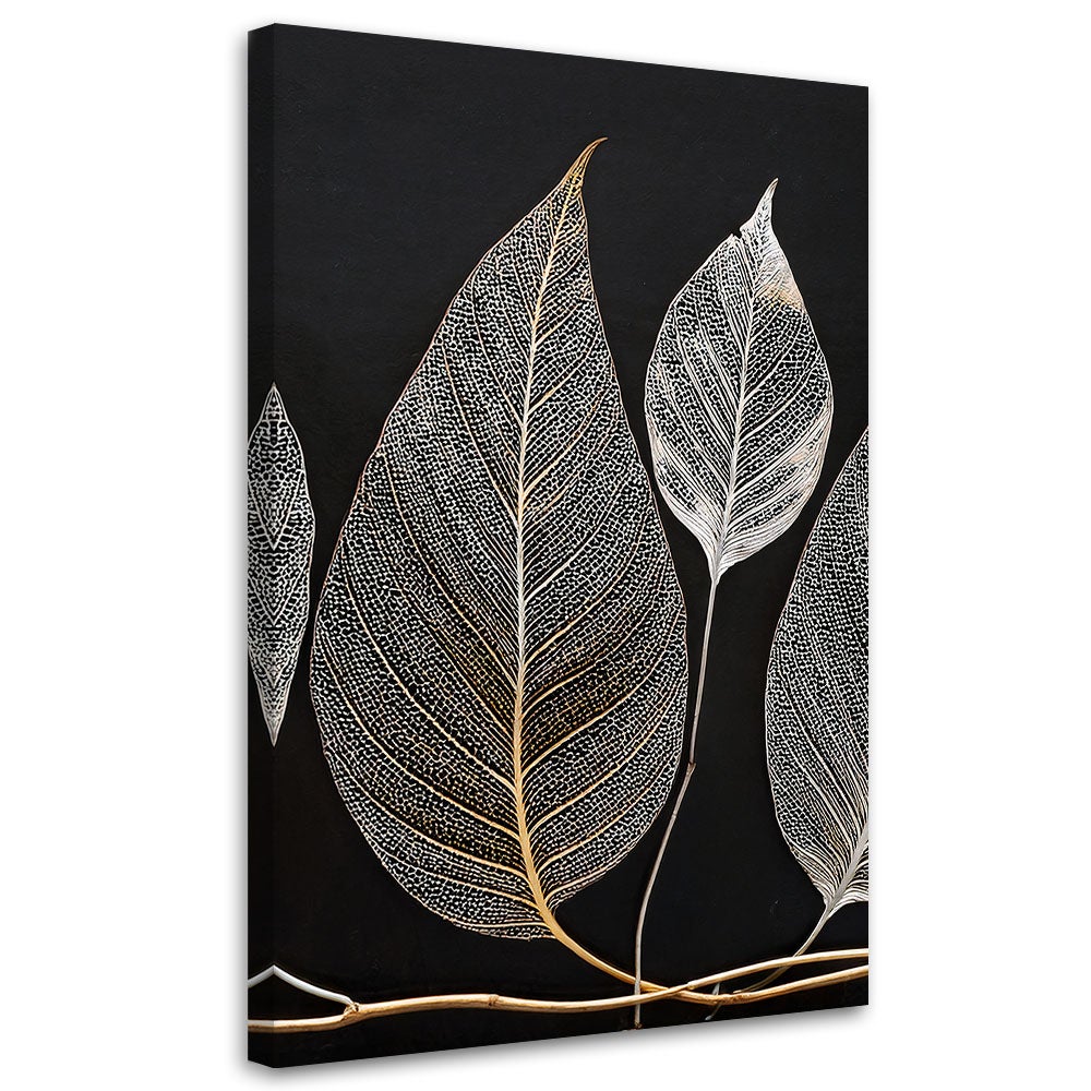 Obraz na płótnie, Minimalizm Liscie Gałązka Glamour 60x90