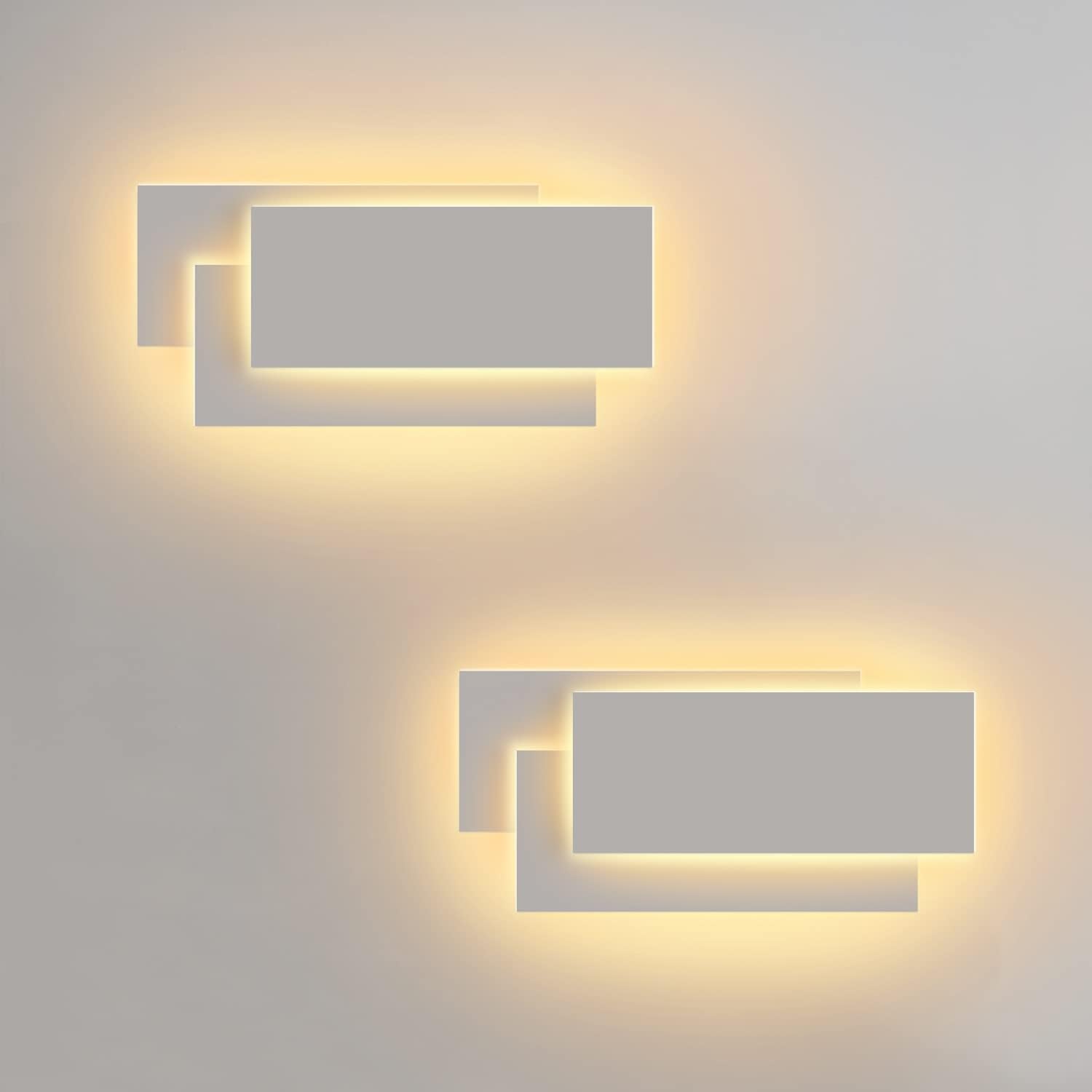 2 pack 24W LED Appliques Murales Interieur Blanc Simple Design Murale ...
