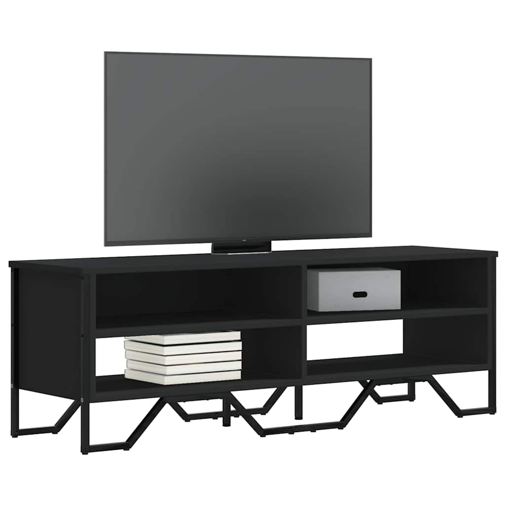 Regał RTV vidaxl z drewna inżynieryjnego czarny 122x34x41 cm wytrzymały