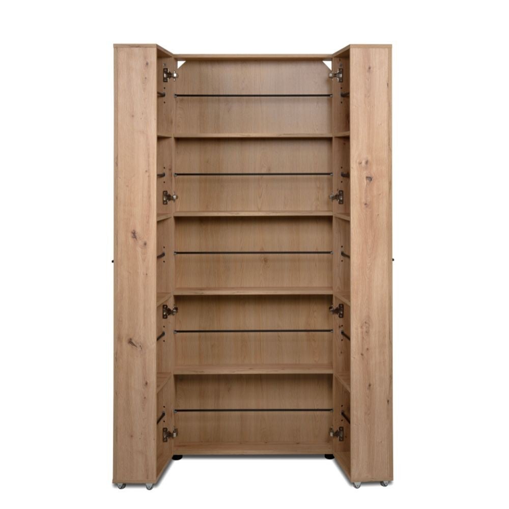 Meuble a chaussures Lugo - Décor chene artisan - 74 x 181,5 x 34 cm - Capacité 32 Paires - 6