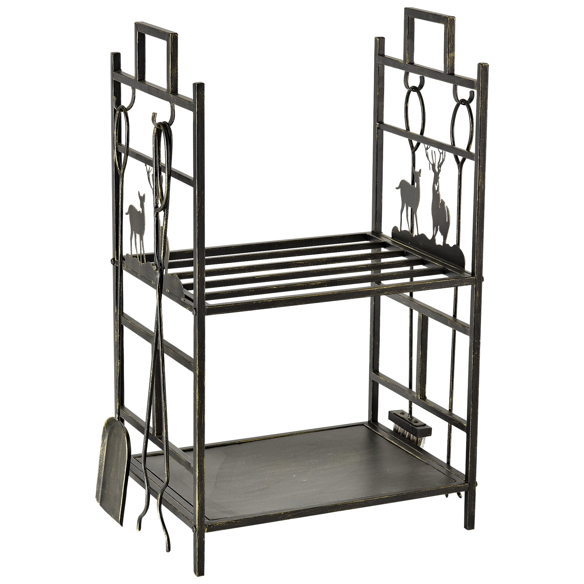Panier à bûches de bois accessoire cheminée en feutre gris foncé