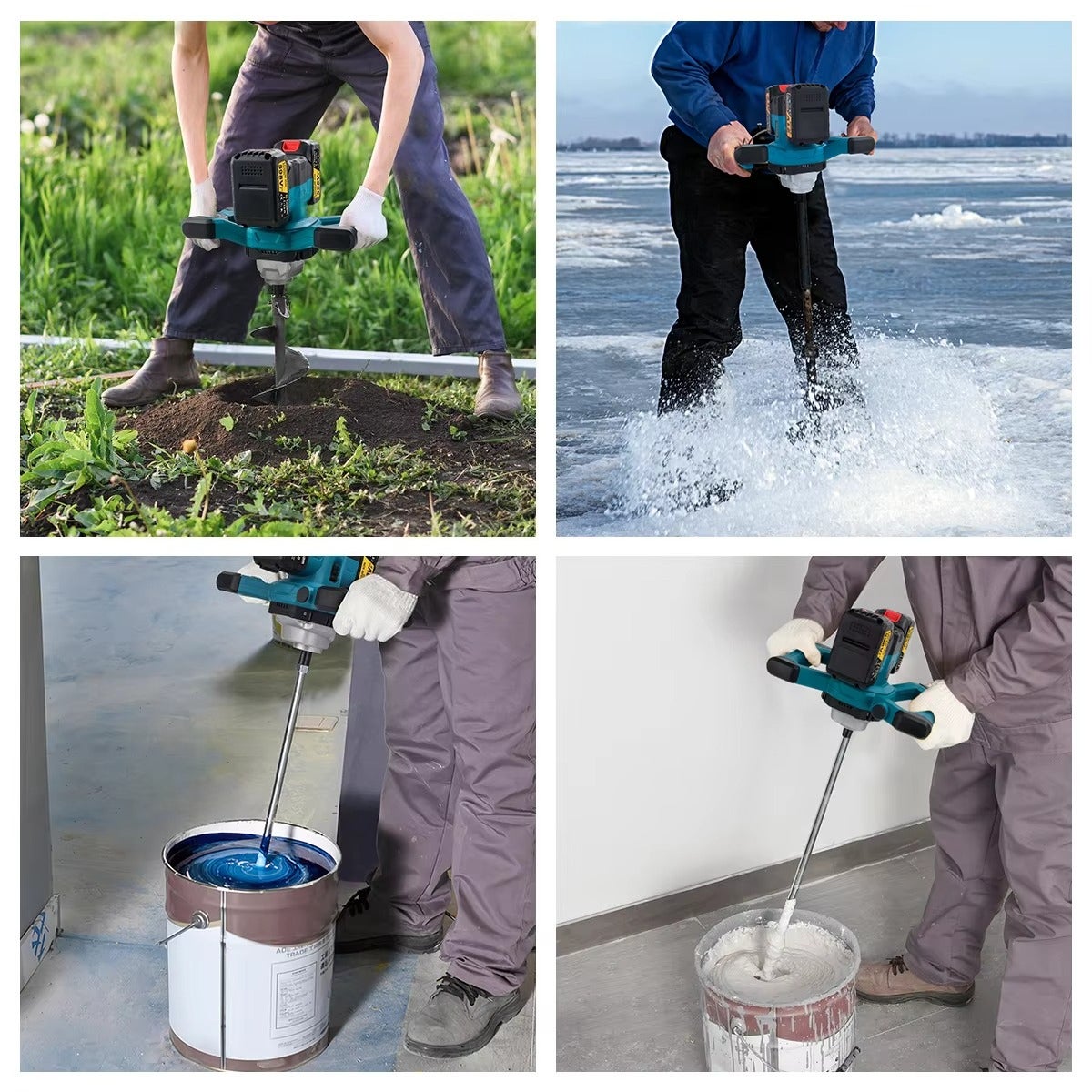 Mélangeur électrique sans fil pour béton, mortier et plâtre, à 6 vitesses, avec moteur sans balais, compatible avec les batteries Makita 18 V. - 2
