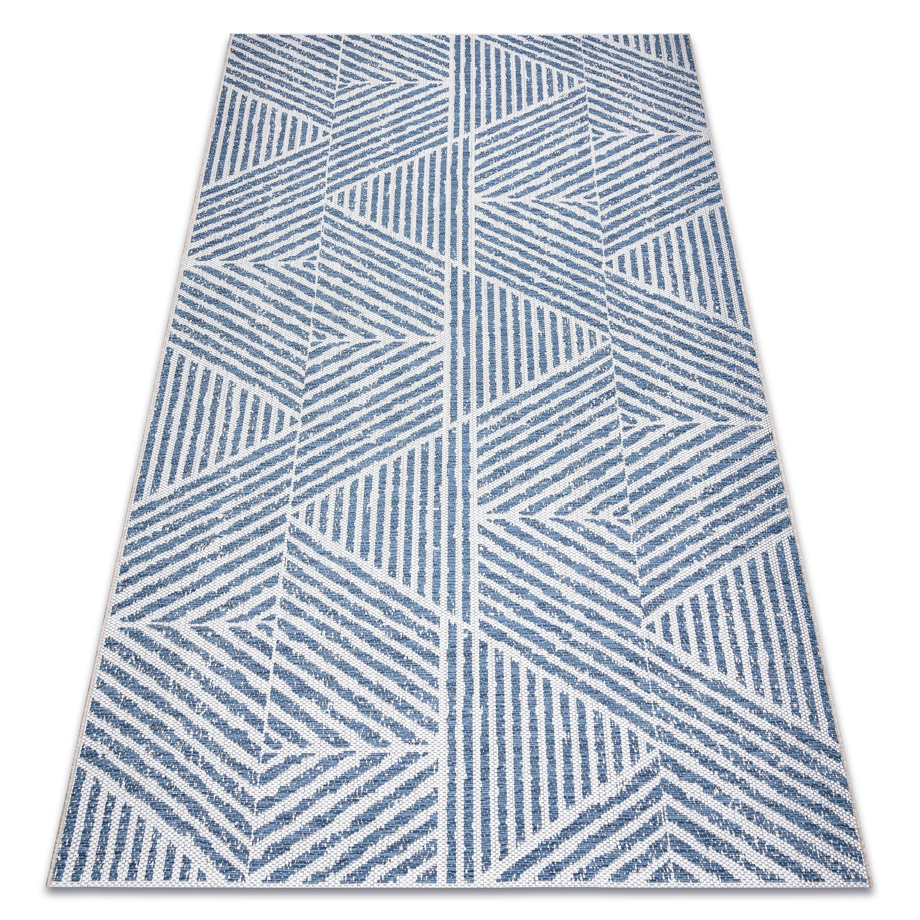 Alfombra color 47176360 sisal líneas, triangulos, zigzag beige / azul 200x290 cm