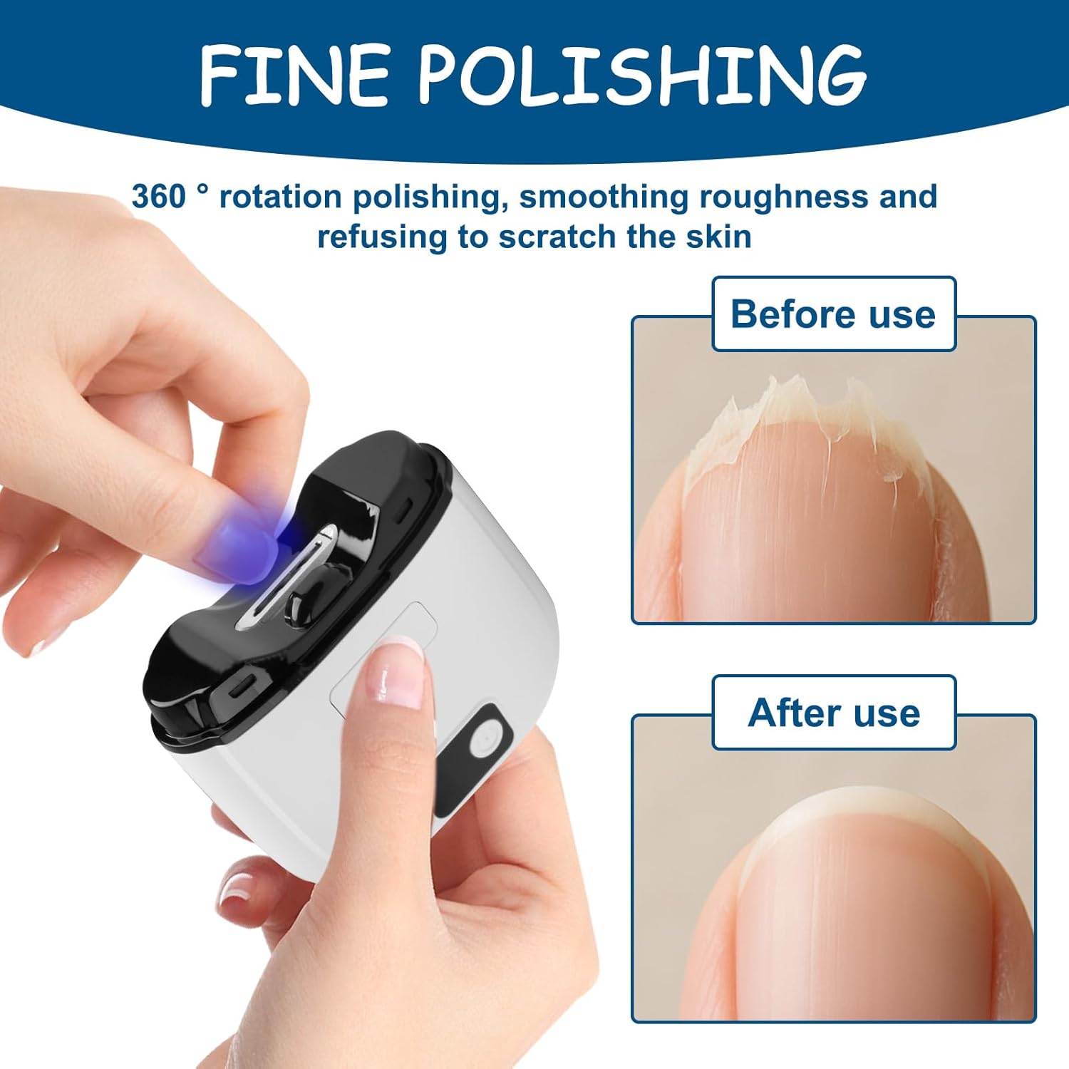 Coupe Ongle Electrique, Rechargeable USB Coupe-Ongles Automatique avec 3 Vitesses, Coupe et Meulage Automatiques, Lumière LED, Rangement Automatique - 3