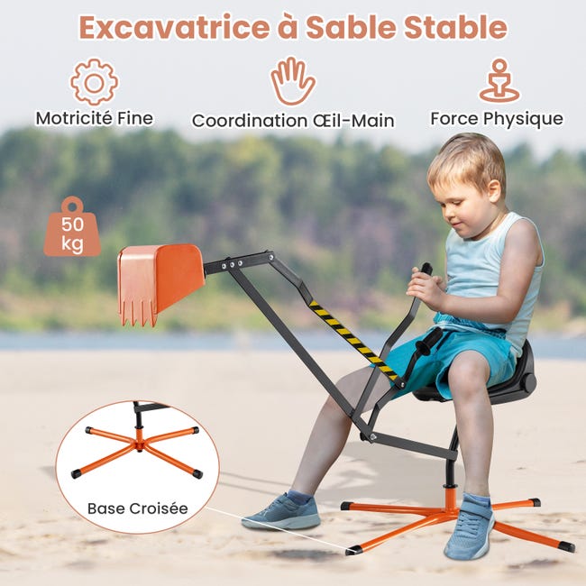COSTWAY Pelle à Sable Excavateur Enfants avec Siège Rotatif 360 °, Pelleteuse Excavatrice Manuelle avec Cadre Métal, Jouet Extérieur pour Sable Terre Neige, Charge 50kg pour 3 Ans COSTWAY Pelle à Sable Excavateur Enfants avec Siège Rotatif 360 °, Pelleteuse Excavatrice Manuelle avec Cadre Métal, Jouet Extérieur pour Sable Terre Neige, Charge 50kg pour 3 Ans