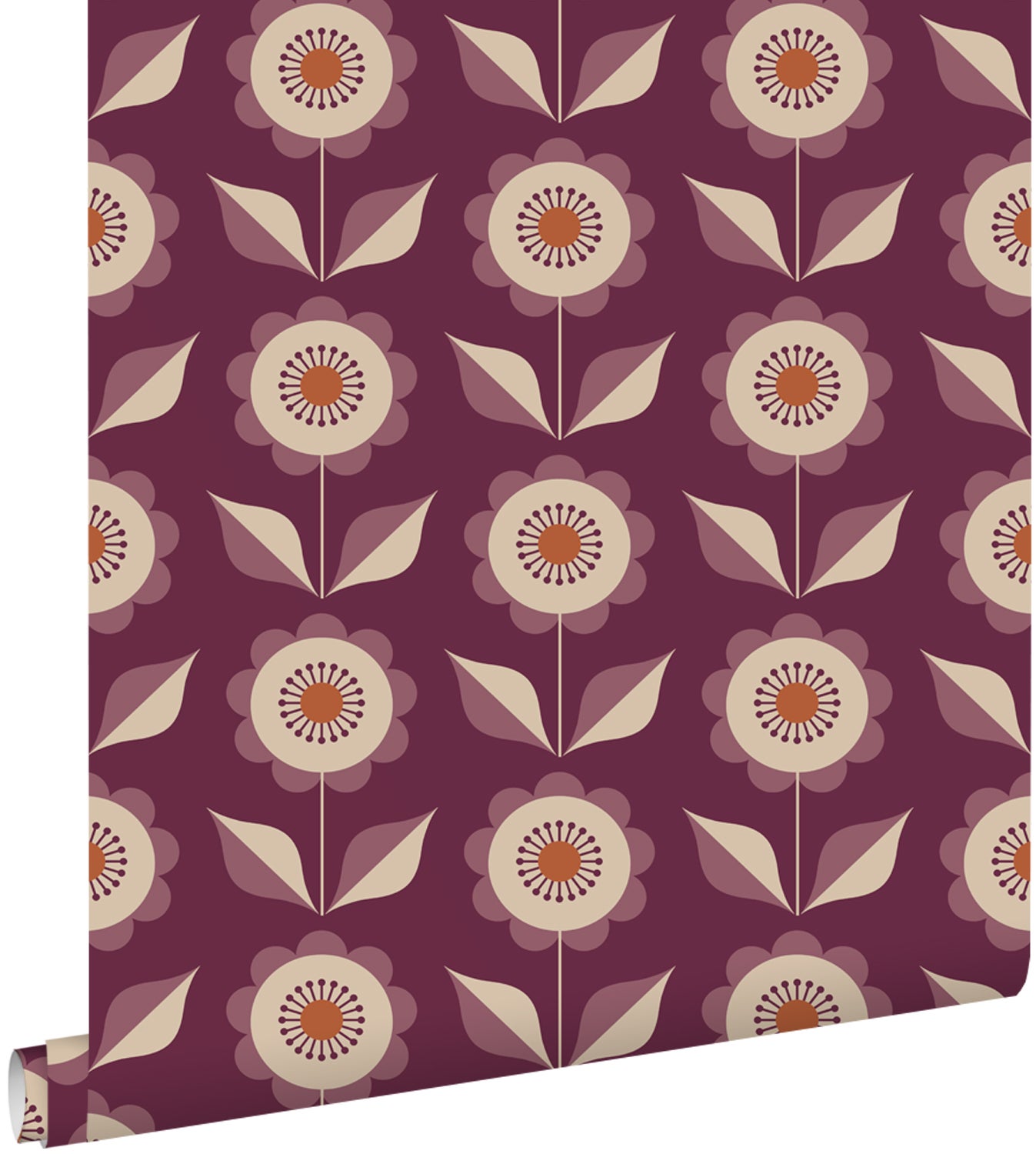 Tapeta kwiaty ciemnego fioletu - 50 x 900 cm - ESTAHOME