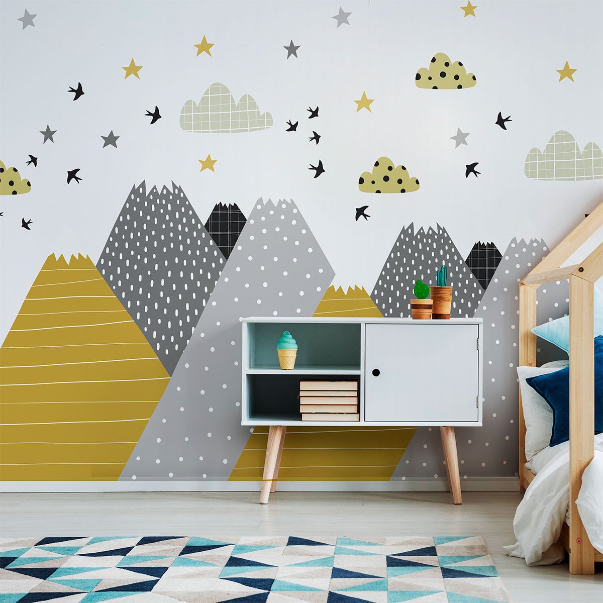 Vinilo niño escandinavo de montaña henrika - adhesivo de pared - revestimiento sticker mural decorativo - 50x75cm