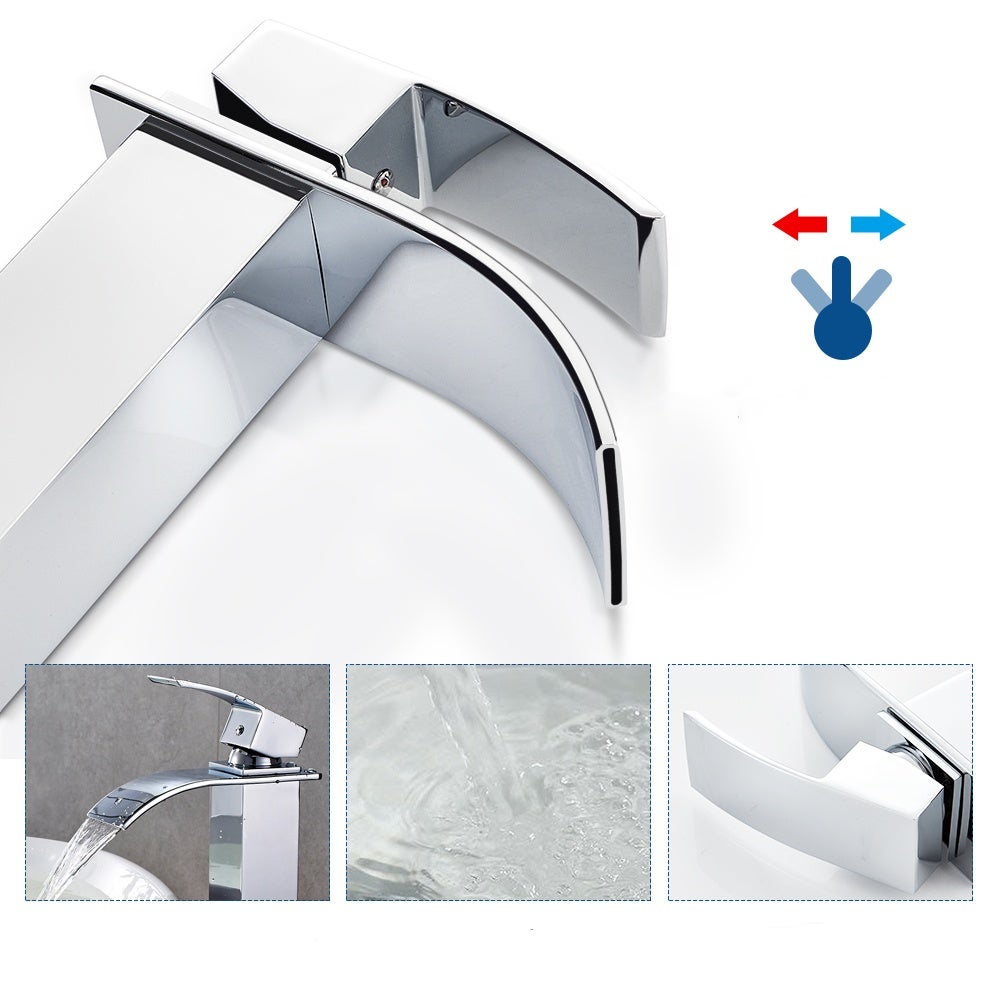 Cecipa max Robinet Salle de Bain Robinet Mono-trou Mitigeur Lavabo Cascade Robinetterie Lave-mains avec Levier Unique - 3