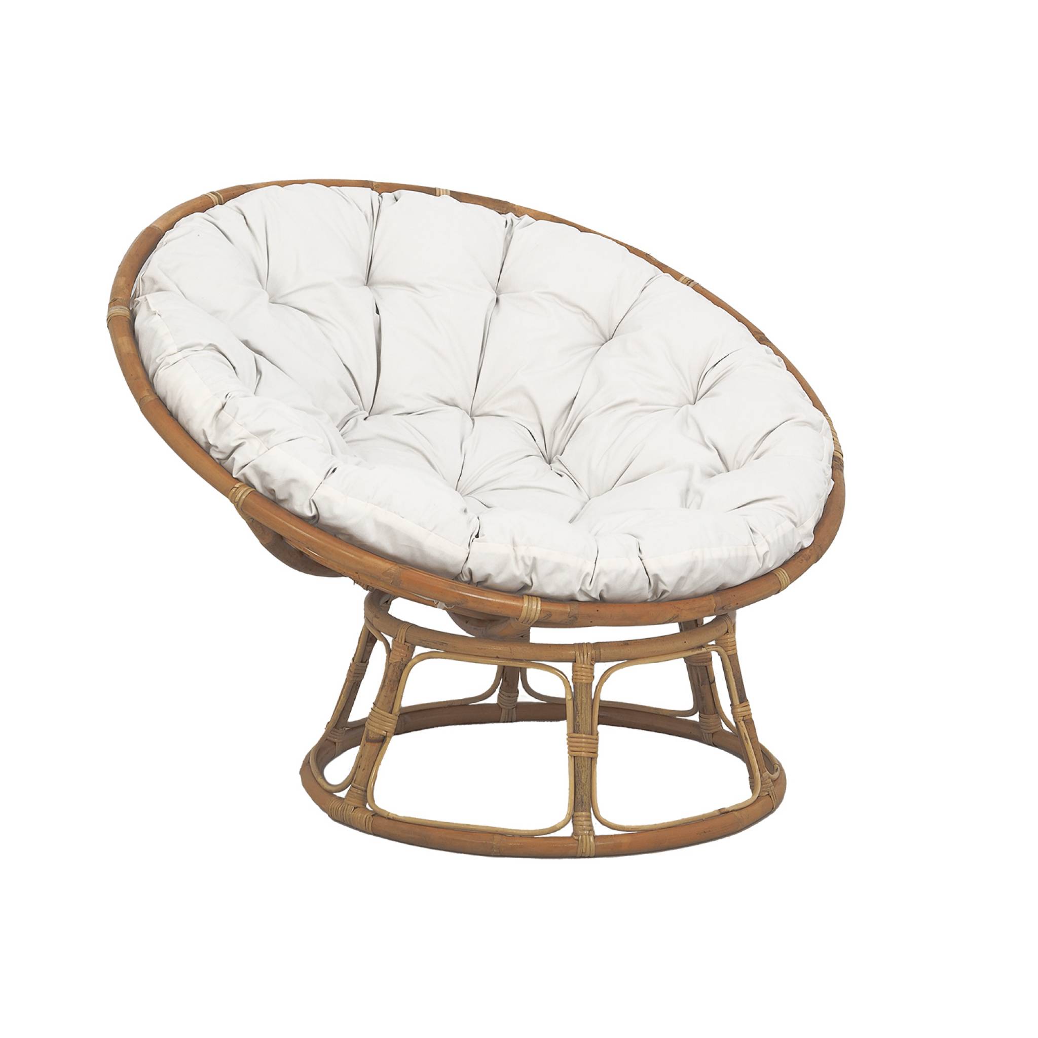 Outsunny papasan fauteuil rieten fauteuil rotan draaifauteuil met Kussen 360 Graden Verstelbare Voetensteun 85 x 70 x 82 cm Khaki