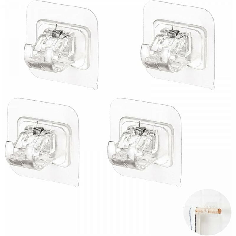 Uchwyt na zasłony bez wiercenia, samoprzylepne haczyki do zasłon, uchwyt na drążek do zasłon, samoprzylepne uchwyty na drążek do wieszania zasłon lub