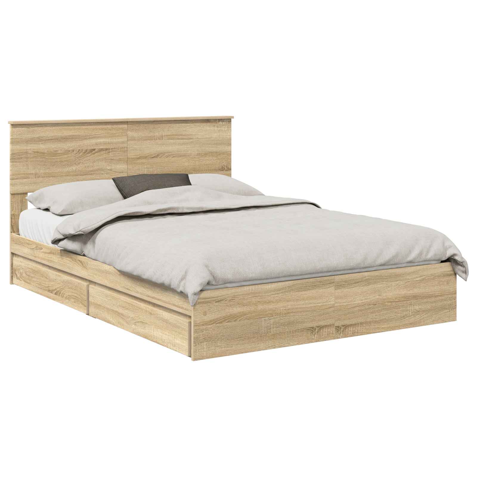 Lit de Rangement Chêne 140 x 190 cm Bois d'ingénierie - 2