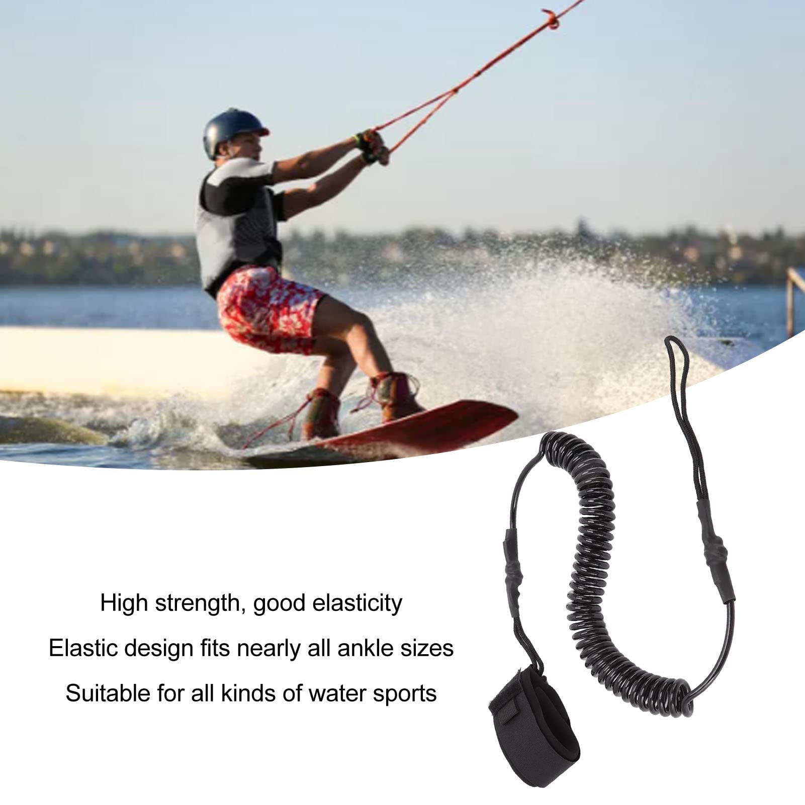 Corda elastica in TPU per il surf, corda per caviglia ad alta resistenza per board, per sport acquatici - 6