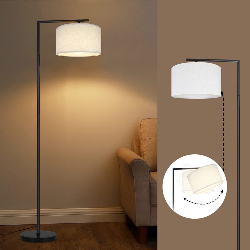 NETTLIFE Lampa podłogowa E27 Lampa podłogowa włącznik nożny 166cm designerski abażur z tkaniny max. 40W - bez żarówki