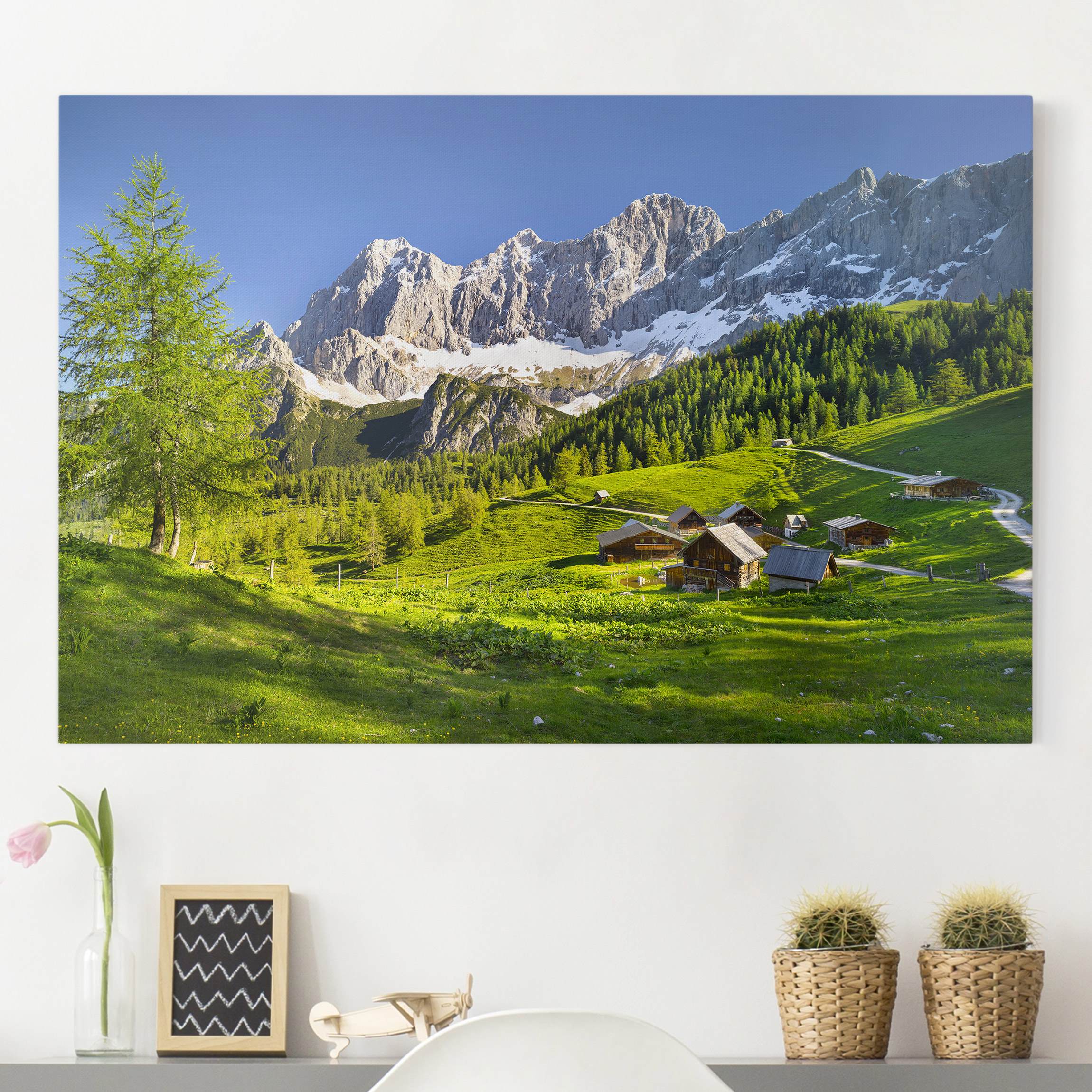 Lienzo cuadro en lienzo bastidor impresion en lienzo verde paisaje árboles montaña panorama 85 cocina dormitorio salón pasillo 60 x 40 cm