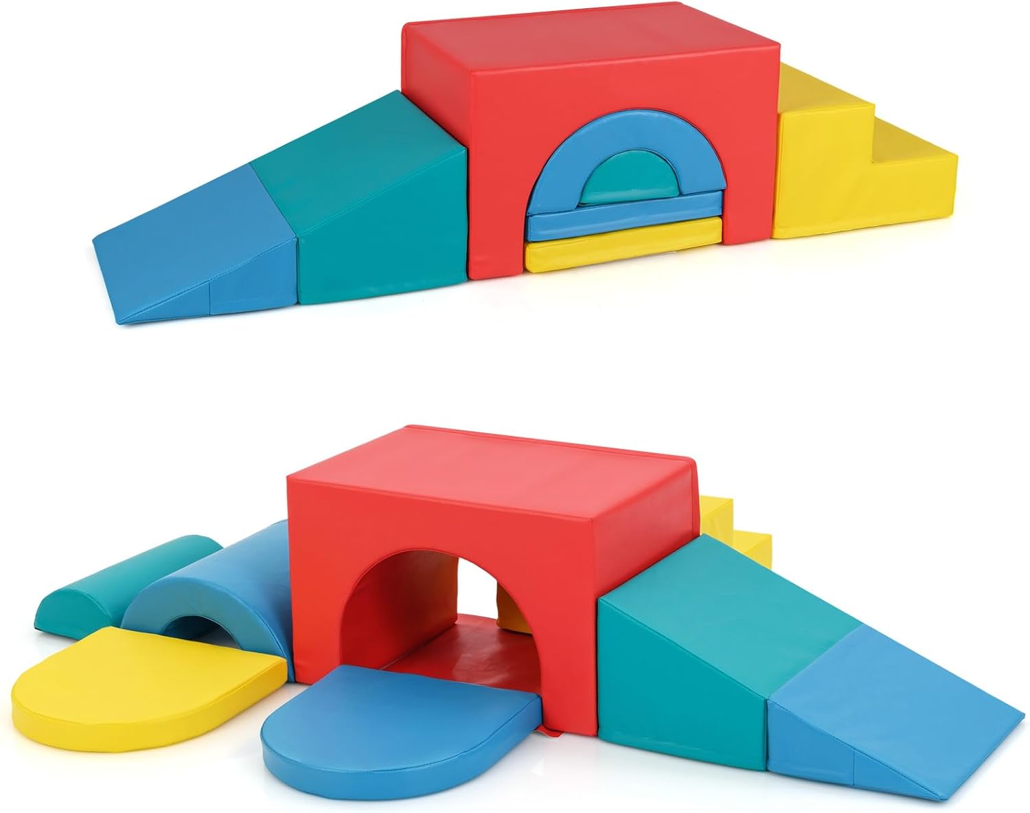 8 Szt. Zestaw do Ćwiczeń Motorycznych dla Niemowląt z Pianki, Moduł do Ćwiczeń Motorycznych dla Niemowląt z Zdejmowaną Powłoką ze Sztucznej Skóry, Tła