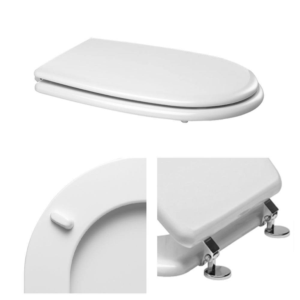 COPRIWATER CON CERNIERE Universali In Legno Bianco Sedile Wc Aretusa