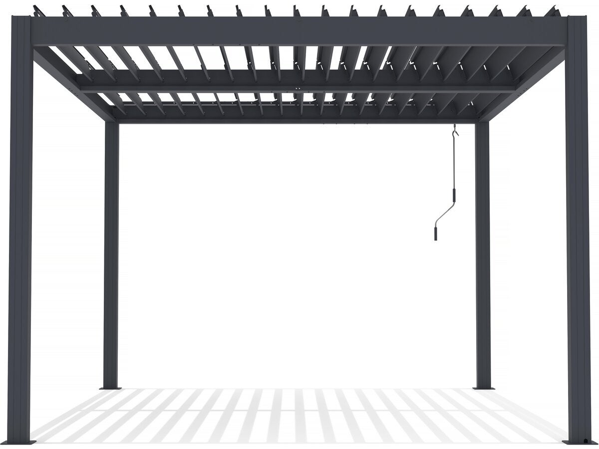 Pergola Bioclimatique électrique Windsor 3x4 M – Aluminium Gris, Lames Orientables, LED Intégrée