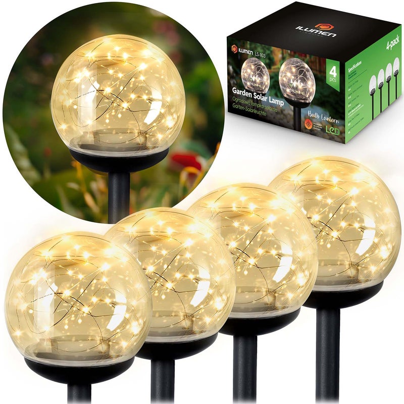4 x lampa solarna ogrodowa Ilumen LS-103 kula LED przeźroczysta automatyczna