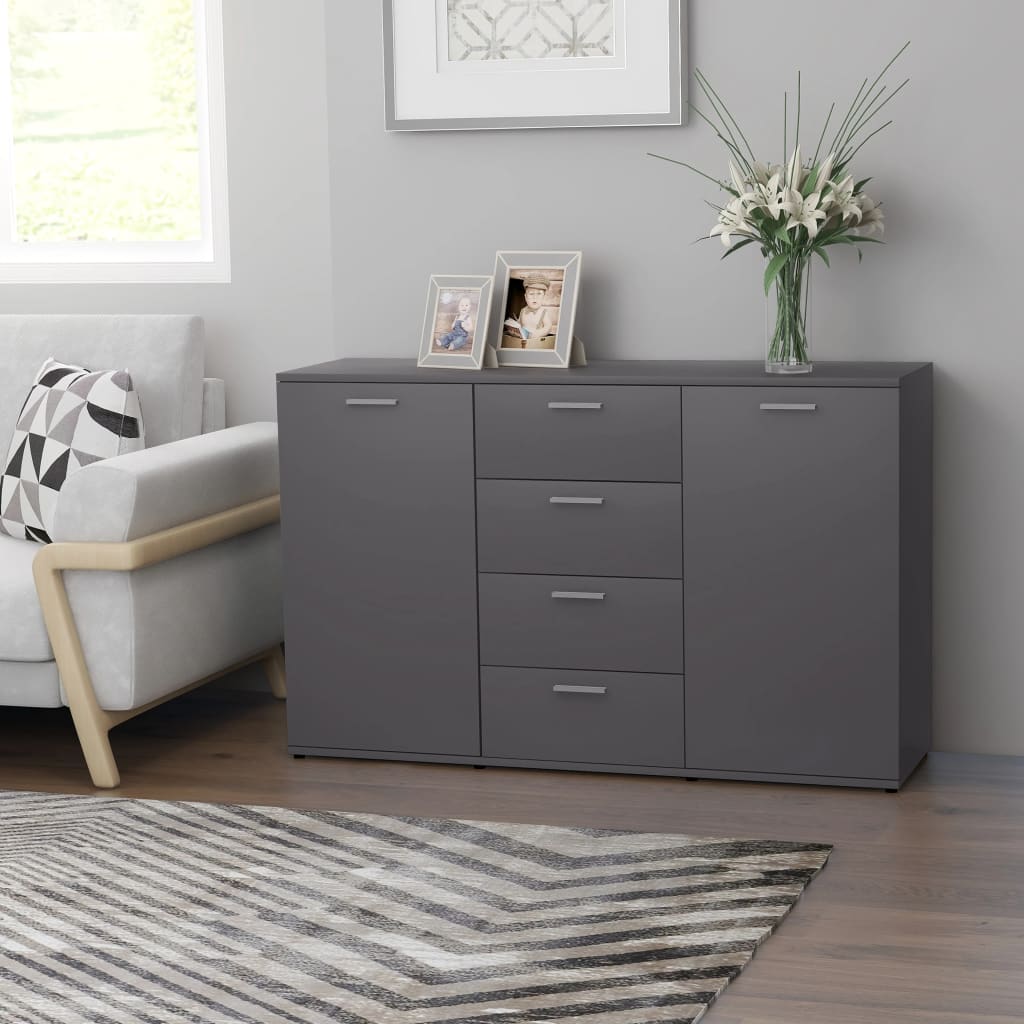 Madia Soggiorno Moderna Grigio Sonoma – 104x35x70 Cm, Legno Multistrato, Facile Da Pulire, Con Fissaggio A Parete