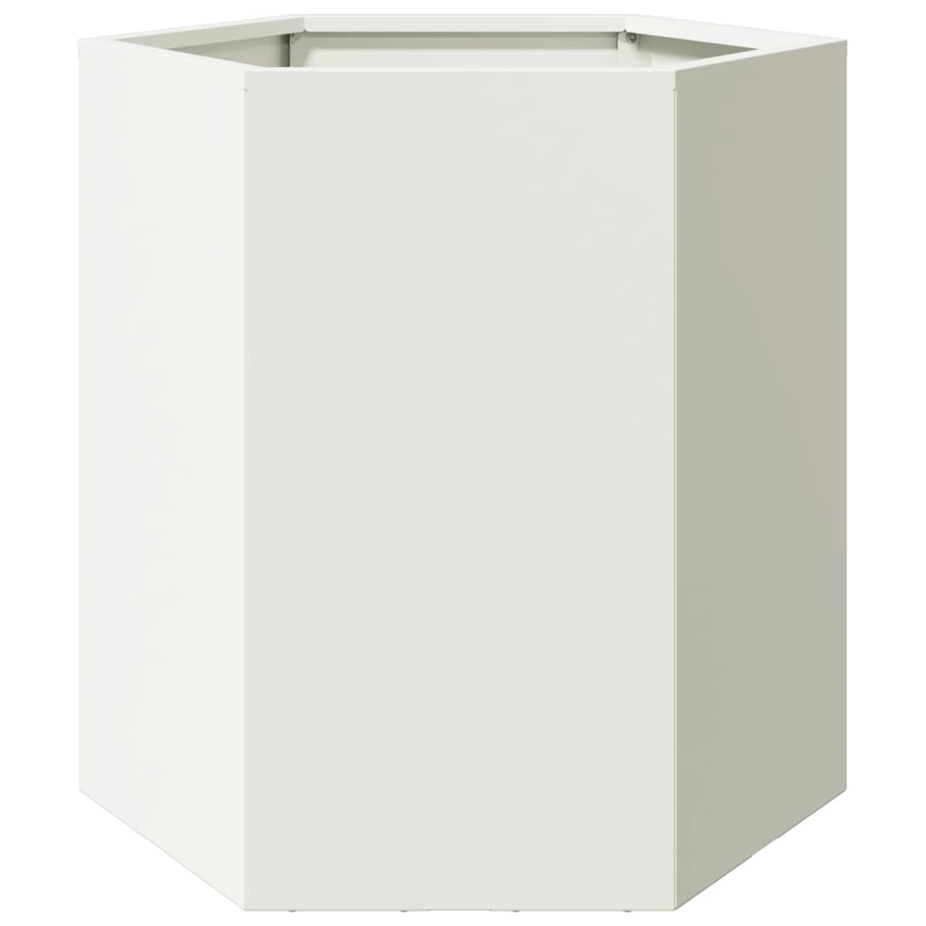 Maison Exclusive - Jardinera hexagonal acero blanco 46x40x45 cm - 2