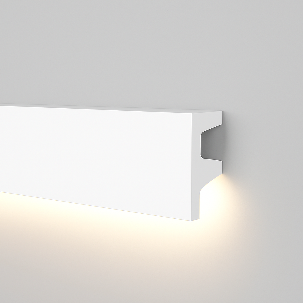 Modanatura 2m per led in duropolimero effetto luce indiretta 2000x62x25mm - 4