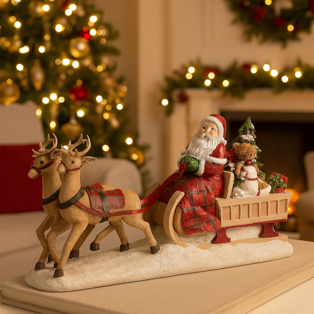 Avilia – Decorazione Natalizia Babbo Natale Su Slitta Con Sacco Di Doni – 45x20x30 Cm – Plastica Resistente Per Esterni E Interni - 2