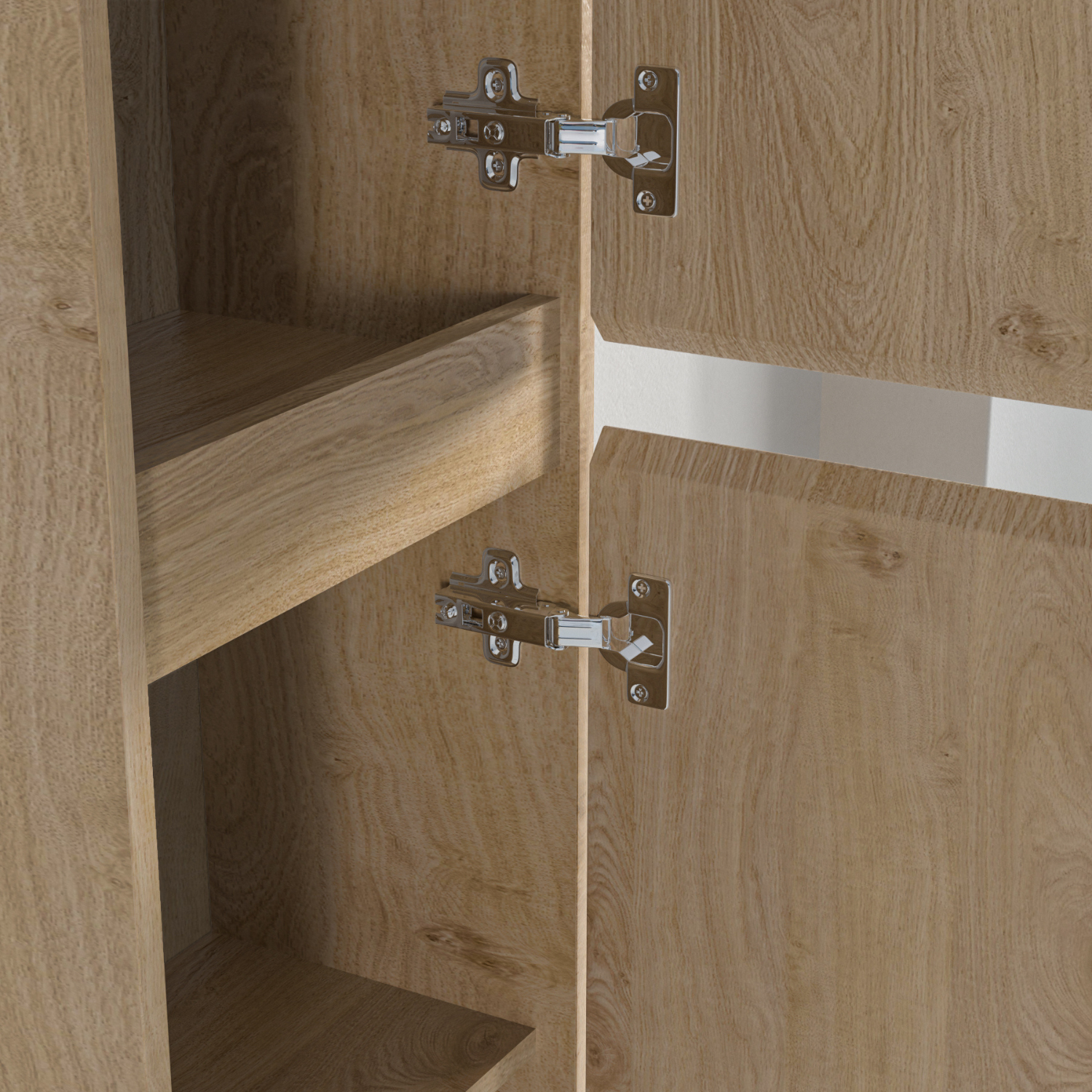 Ensemble meuble vasque 60 cm avec colonne - LOMAZOO Avalon - chêne clair - lavabo noir - 7