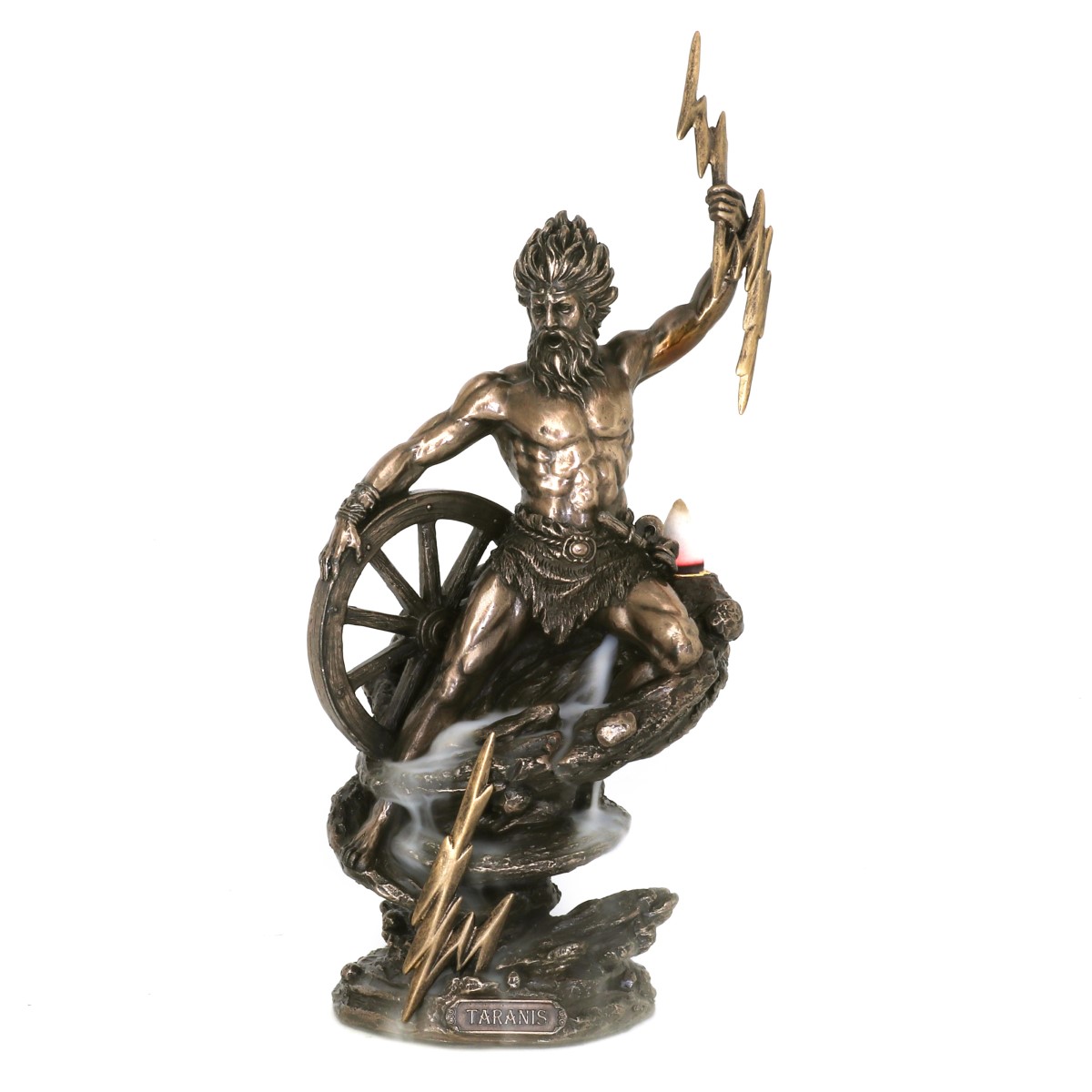 By sigris - figura taranis dios celta dorado de resina | figura de persona figuras de resina para jardin figura resina decoración 25x9x12cm