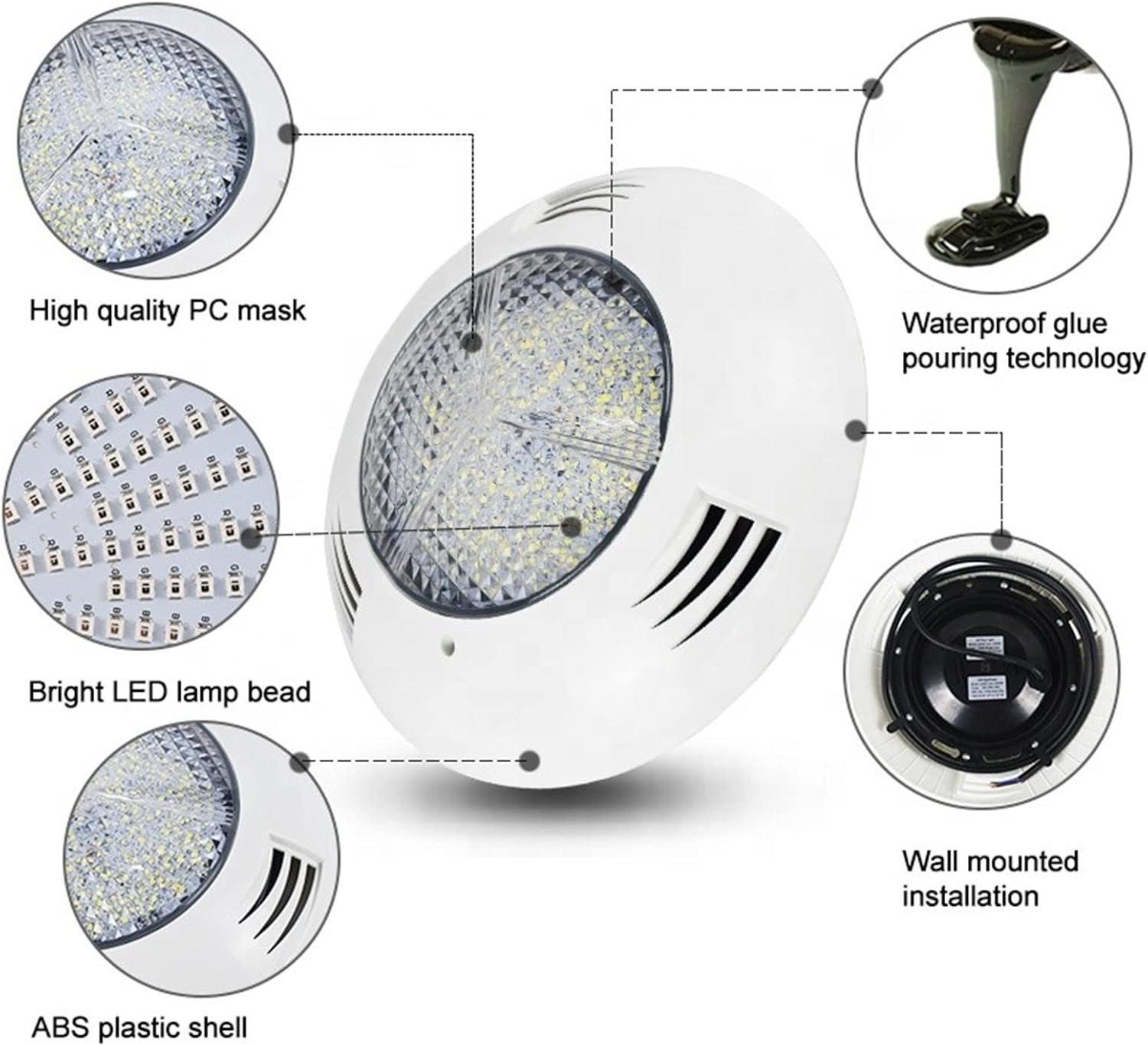 Lâmpada LED para piscina, RGB 35W, luz subaquática para piscina, à prova d'água IP68, projetor de piscina com controle remoto 12V - 3
