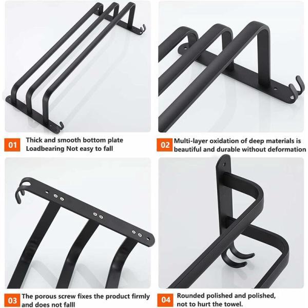 Toallero colgante para baño con punzón de tres capas de 50 cm + sin perforaciones - 4