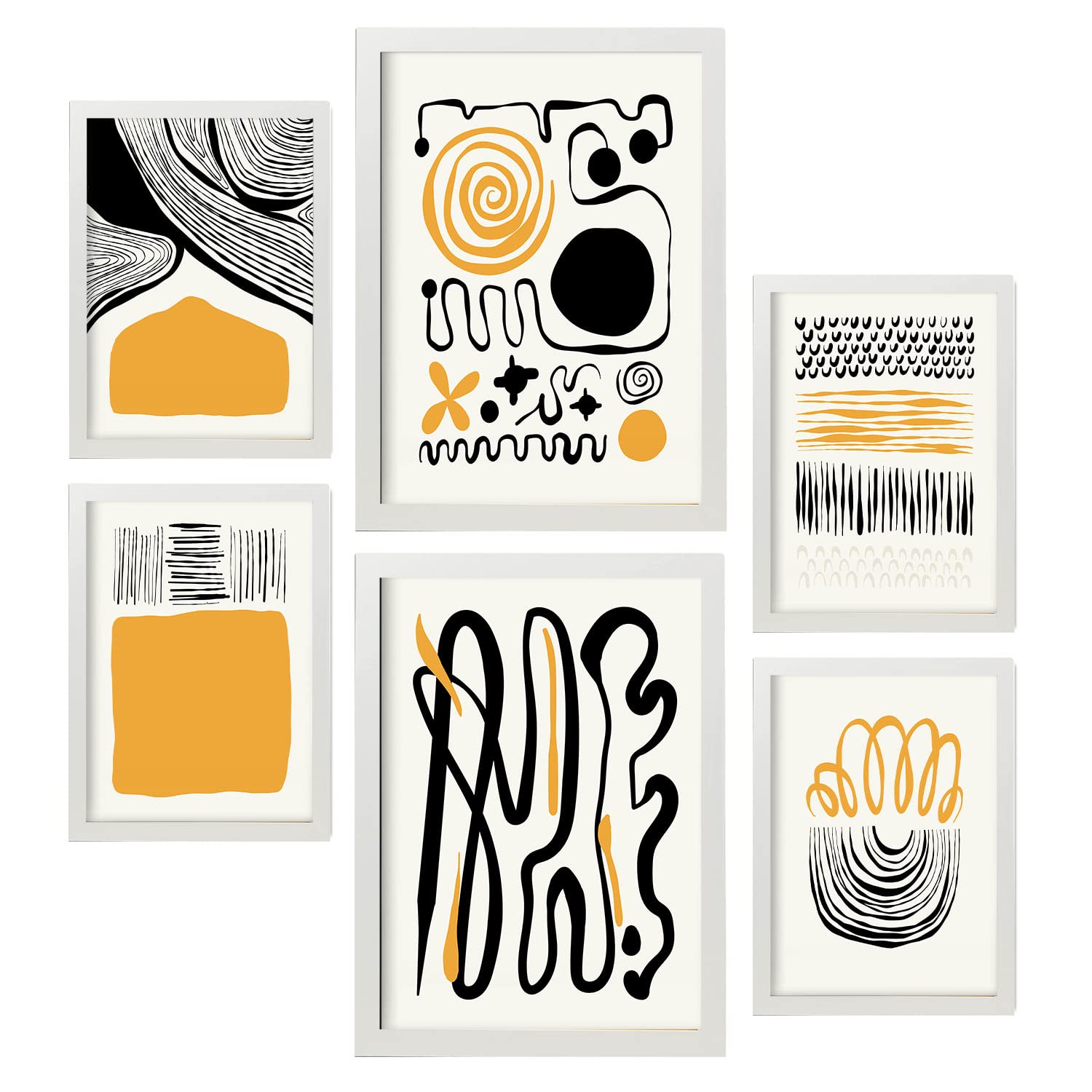 Nacnic set de 6 posters en tinta negra emociones láminas artísticas y abstractas para el diseño y tamaños a3 & a4 marcos blancos