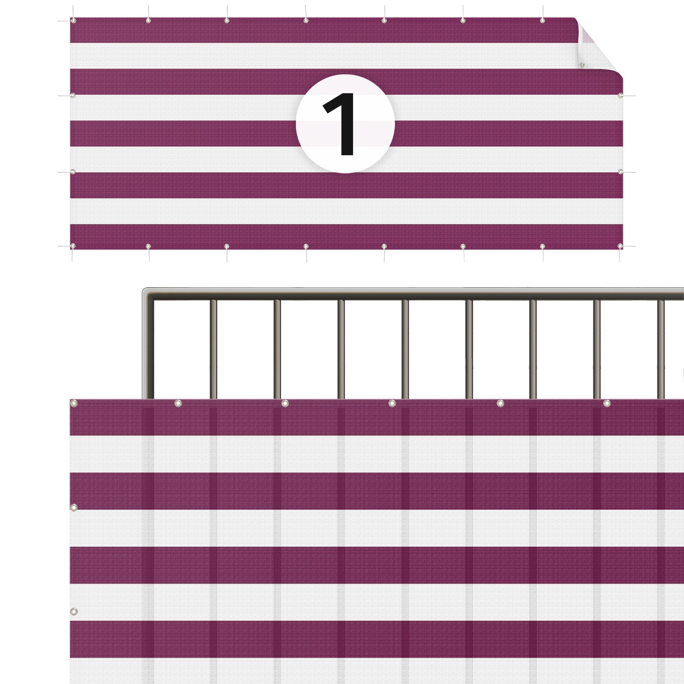 Brise vue brise vent balcon appartement jardin rose H.1,3 x L.8,5 M avec attaches résistant aux intempéries 270 g/m² mesh 1198 - 5