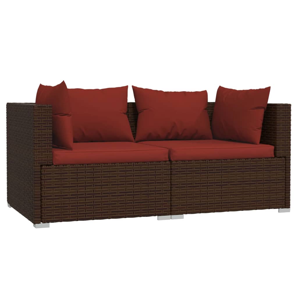 Sofá de 2 plazas | sofá de salón | sofá de descanso con cojines ratán sintético marrón cfw80904