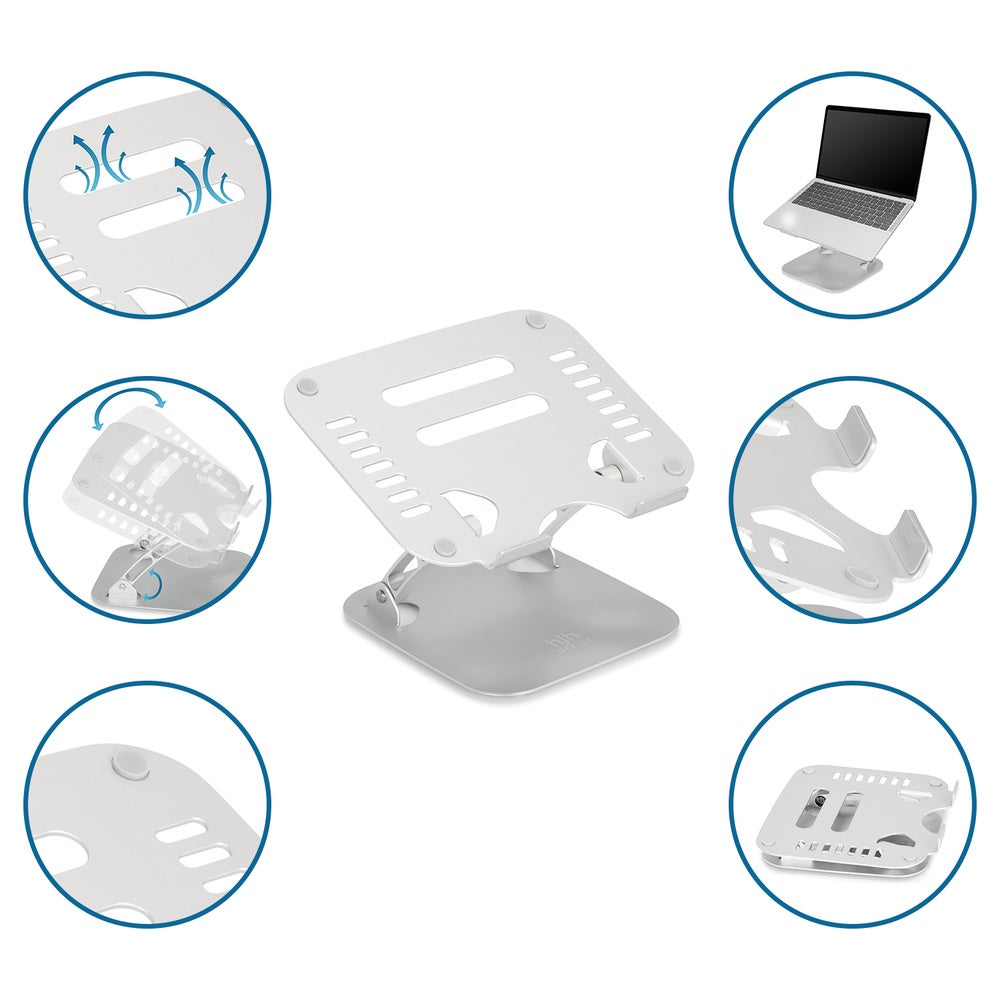 Supporto per laptop / Sostegno per computer portatile LAPTOP STAND alluminio Argento hjh OFFICE - 3