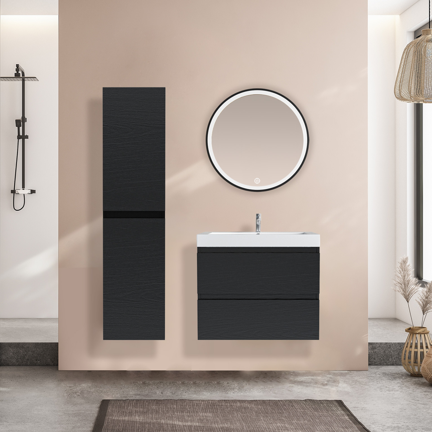 LOMAZOO colonne salle de bain Marbella chêne noir - 140cm - 7