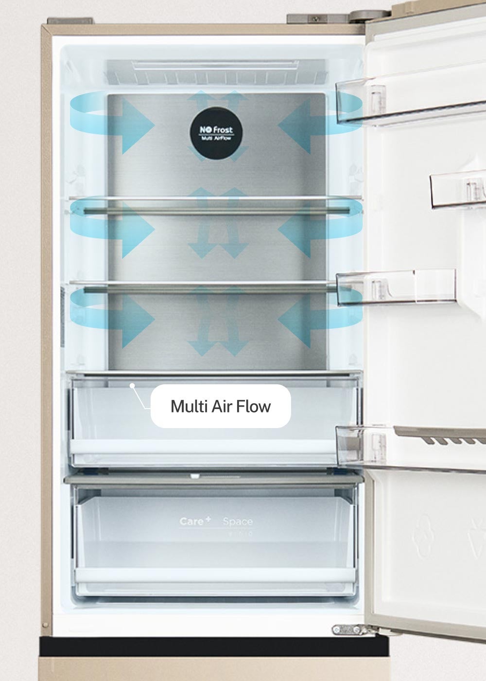 CREATE - FRIDGE STUDIO COMBI PRO FLEX 401 - Réfrigérateur 401L No Frost à l'italienne avec, Space Pro et Care+- Sable - 5