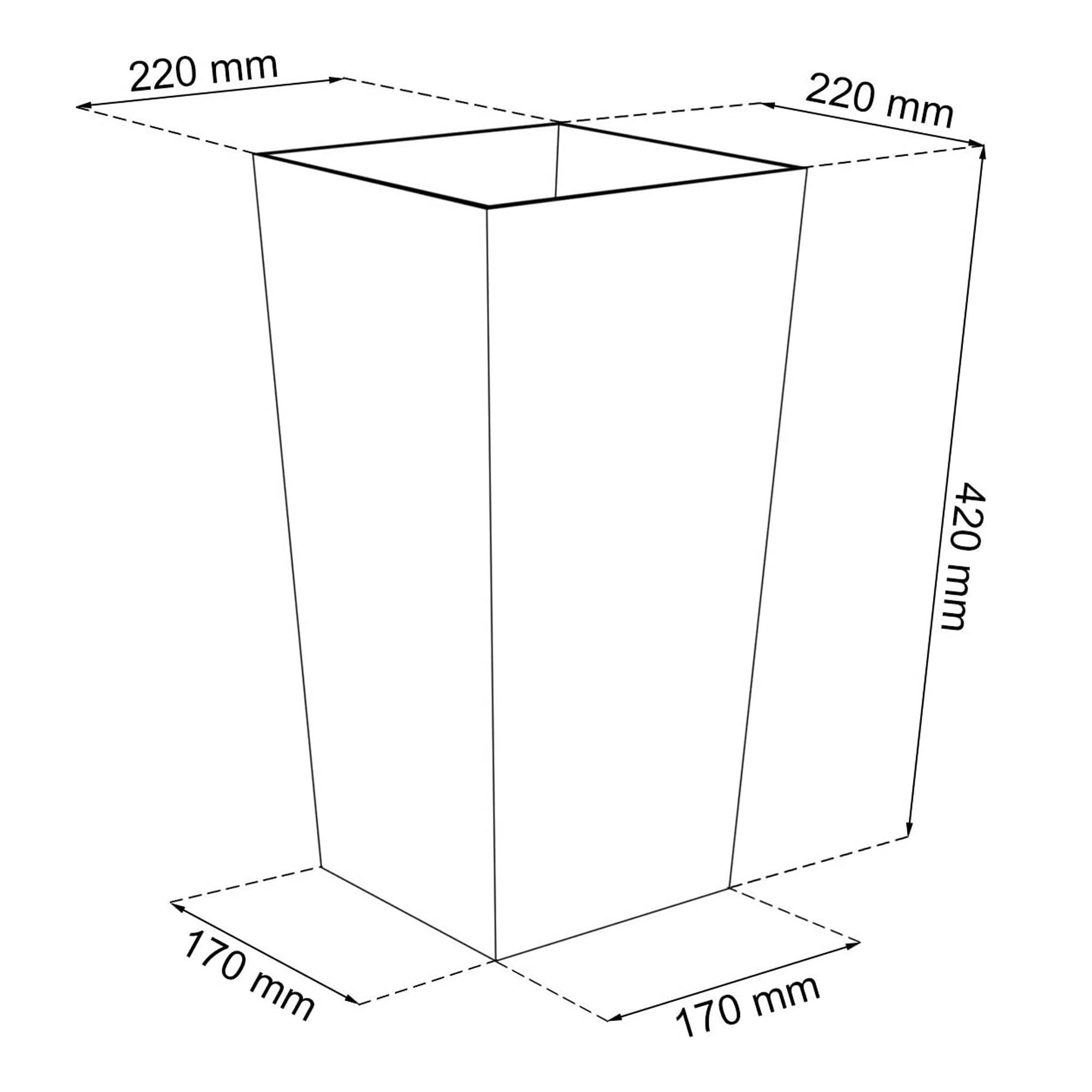 Vaso in plastica antracite alto 16,3L 42 x 22 x 22 cm con serbatoio - 3