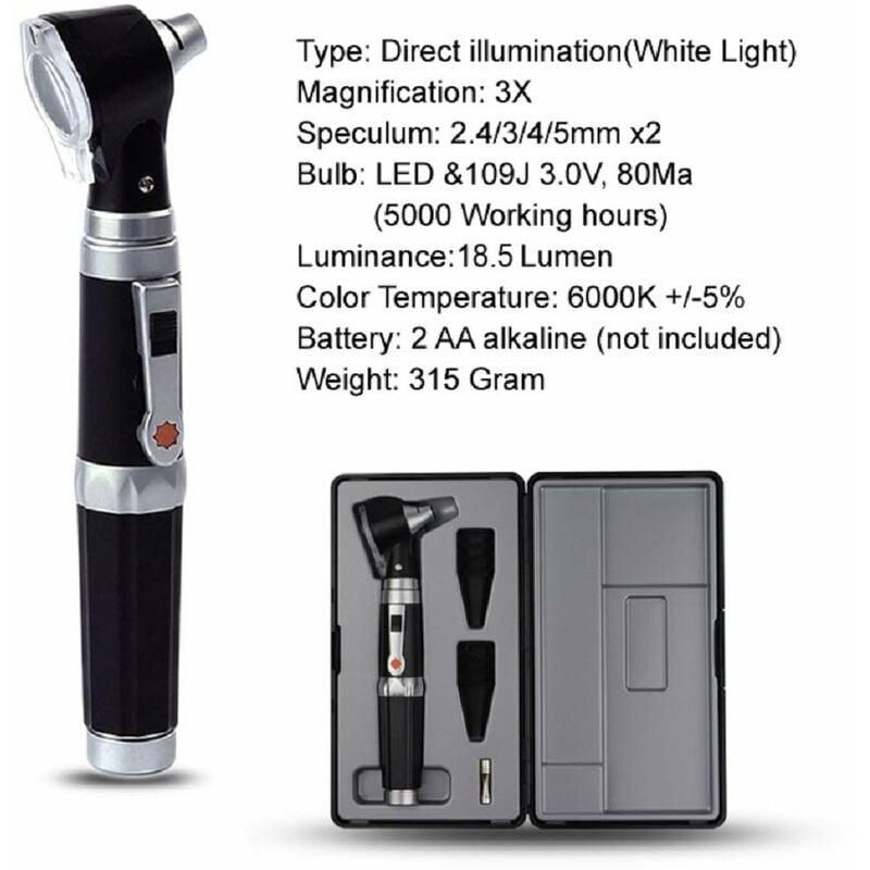 Mini Otoscope Oreille,Grossissement Diagnostic Inspection Scope de l'oreille avec LED Illumination Directe Oreille Outil Sain pour Médecins - 3