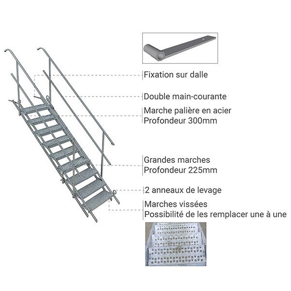 Escalier 9 marches - Hauteur à franchir max. 2.16m - SAFETY-STAIRS/9 - 3