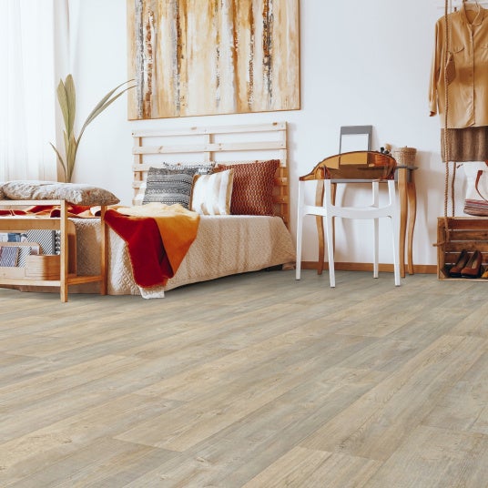 Sol Lino - Imitation parquet bois blanc vieilli - 2m x 6m - 5