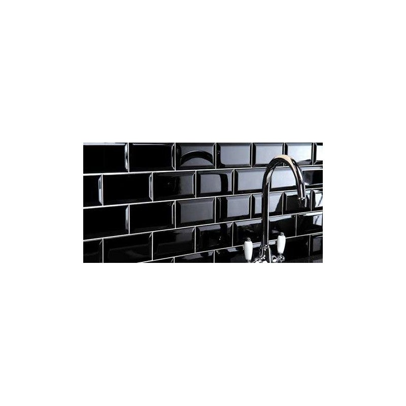 Carrelage mur relief métro parisien uni noir brillant 7,5x15 cm METRO BLACK - 4