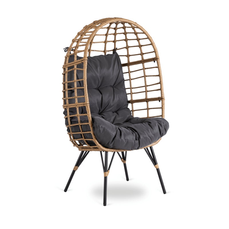 Fotel Ogrodowy Kokon Wypoczynkowy Rattanowy Na Taras MADISON szary