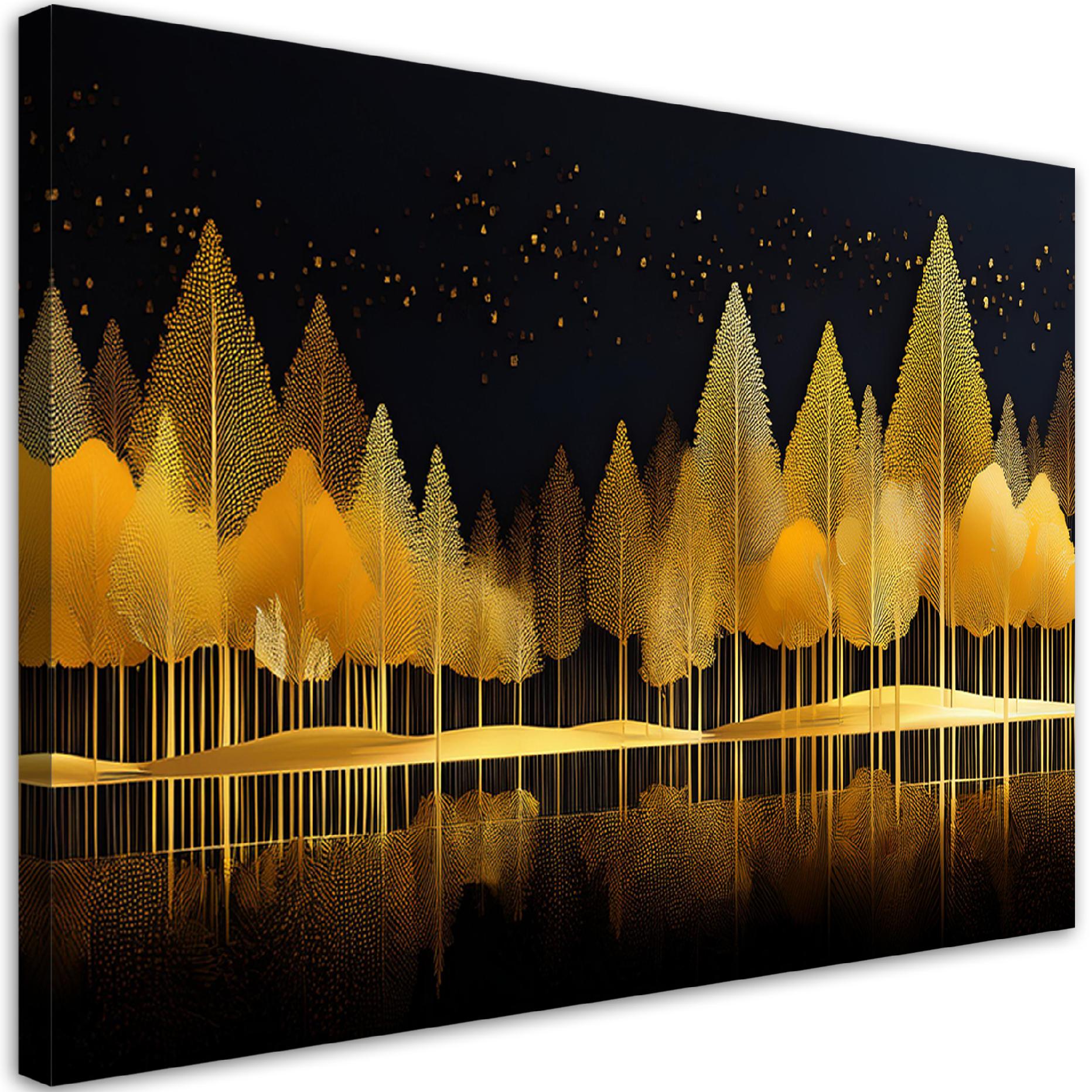 Obraz na płótnie, Złoty Las Abstrakcja Natura 60x40