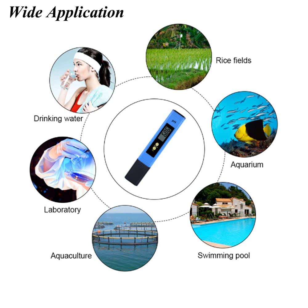Testeur de qualité de l'eau pH-mètre, plage de mesure 0-14, haute précision 0,01, adapté à l'eau hydroponique domestique, bleu - 7